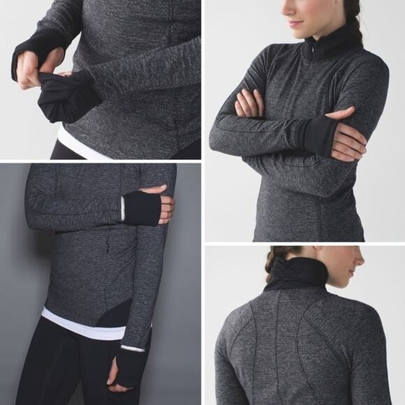 Lululemon Runderful 1/2 Zip Mini Check Pique Black Heathered Black / Black - Picture 3 of 11